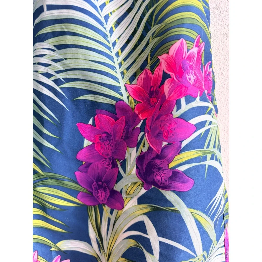 Tommy Bahama Mens Swim Trunks Blue Large Tropical Floral Palm Cargo Shorts Beach
